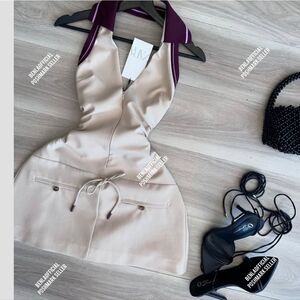 CELEB FAV NWT ZARA STRIPED COMBINATION RIB HALTER DRESS WORE BY KENIA OS